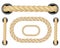 Nautical rope. Round and square rope frames, cord borders. Sailing vector decoration elements. Rope marine, nautical border, cord