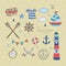 Nautical sailor graphic set maritime