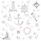 Nautical sea boat preppy icon vector illustration design element set