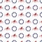 Nautical seamless pattern with anchor and porthole
