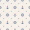 Nautical seamless pattern background with anchors, wheels and hearts
