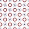 Nautical seamless pattern with compas and ring lifebuoy.