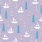 Nautical seamless pattern with lighthouse, sailing boats