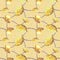 Nautical seamless pattern Yellow buoys rope stone Watercolor illustration Isolated yellow background