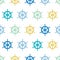 Nautical ship wheels colorful seamless pattern background