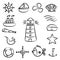 Nautical sketch doodle vector icons set