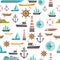 Nautical symbols vintage seamless pattern