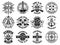 Nautical thematic big set of vector retro emblems