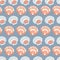 Nautical theme seamless pattern with flat shells on slate blue background.