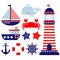 Nautical themed baby room illustrations