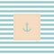 Nautical vector card or invitation on mint blue white stripes