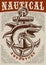 Nautical vintage poster with anchor and shark