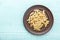 Nautically pasta on the wooden background