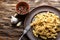 Nautically pasta on the wooden background