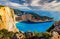 Navagio bay and Ship Wreck beach in summer. Zakynthos, Greece in the Ionian Sea