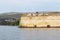 A naval fortification overlooks the entrance to the bay and the mouth of the city of Sibenik in the Croatian Riviera. Dalmatian