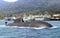 Naval submarine submerge near navy base