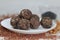 Navara til laddu. Sweet ball made of roasted and ground navara rice, roasted sesame seeds, jaggery and grated coconut flavored