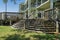 Navarre, Florida- Wide wooden staircase with handrails in the middle