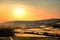 Navarre road at sunset of summer, Spain