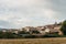 NAVARRETE, LA RIOJA, SPAIN - nov, 2021 Pilgrim arriving in Navarrete, a city along the Camino de Santiago