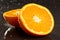 Navel orange with rain drop