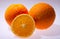 Navel seedless orange on white