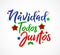 Navidad Todos Juntos, Christmas All Together, spanish text lettering vector