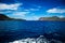 Navigating between Salina and Vulcano, aeolian Islands, Sicily. Sea vIew from the boat