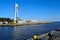 navigation canal with swing bridge, Ustka, Poland, 2023