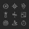 Navigation chalk white icons set on black background