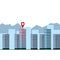 Navigation in the city. Search for the building`s location. Vector illustration