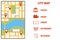 Navigation european city map with pins. Vector city map with color pin pointers. City map with red markers.