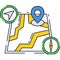 Navigation icon vector gps map with road pin