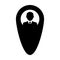 Navigation icon vector male user person profile avatar with location map marker pin symbol in flat color glyph pictogram