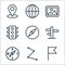 Navigation line icons. linear set. quality vector line set such as flag, pin, compass, direction, compass, traffic, photo,