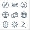 navigation line icons. linear set. quality vector line set such as pin, compass, traffic, worldwide, map point, worldwide, gps,