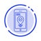 Navigation, Location, Pointer, Smartphone Blue Dotted Line Line Icon