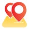 Navigation map and two pointers flat icon. Cartography color icons in trendy flat style. Two pins on map gradient style