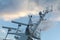 Navigation and radar equipment and antenna on the mast of cruise ship