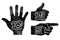 Navigation signs. Black hands silhouettes - pointing finger, stop hand and thumb up