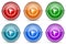 Navigation silver metallic glossy icons, set of modern design buttons for web, internet and mobile applications in 6 colors