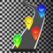 Navigation template with colored pin pointers and winding road