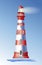 Navigational lighthouse against the blue sky. Vector illustration