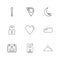 navigations , heart , crecent , unlock , user interface icons ,