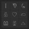 navigations , heart , crecent , unlock , user interface icons ,