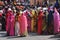 Navratri Hindu festival. Colorfully dressed Indian women