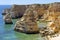 Navy Beach (Praia da Marinha) - one of the most famous beaches of Portugal, located on the Atlantic coast in Lagoa Municipality