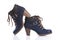 Navy blue ankle boots with chunky heels