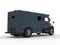 Navy blue armored transport car - tail view